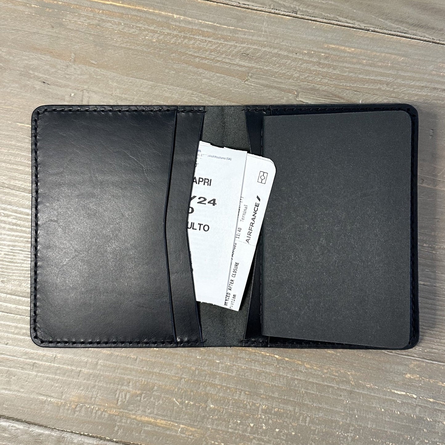 Agent 124 Notebook and Passport Wallet: Black Handmade Premium Italian Leather Passport Wallet - The 124 Society