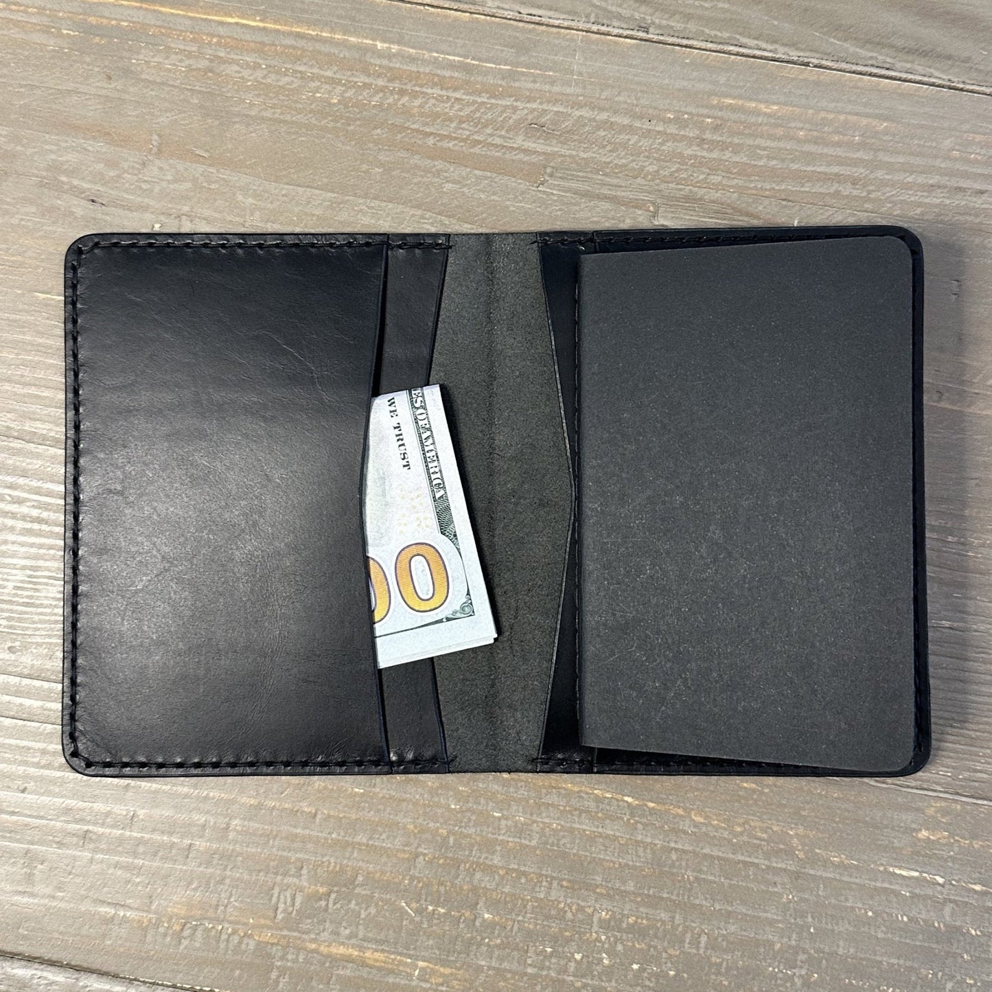 Agent 124 Notebook and Passport Wallet: Black Handmade Premium Italian Leather Passport Wallet - The 124 Society