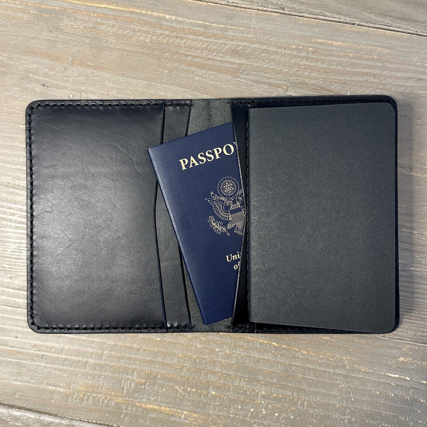 Agent 124 Notebook and Passport Wallet: Black Handmade Premium Italian Leather Passport Wallet - The 124 Society