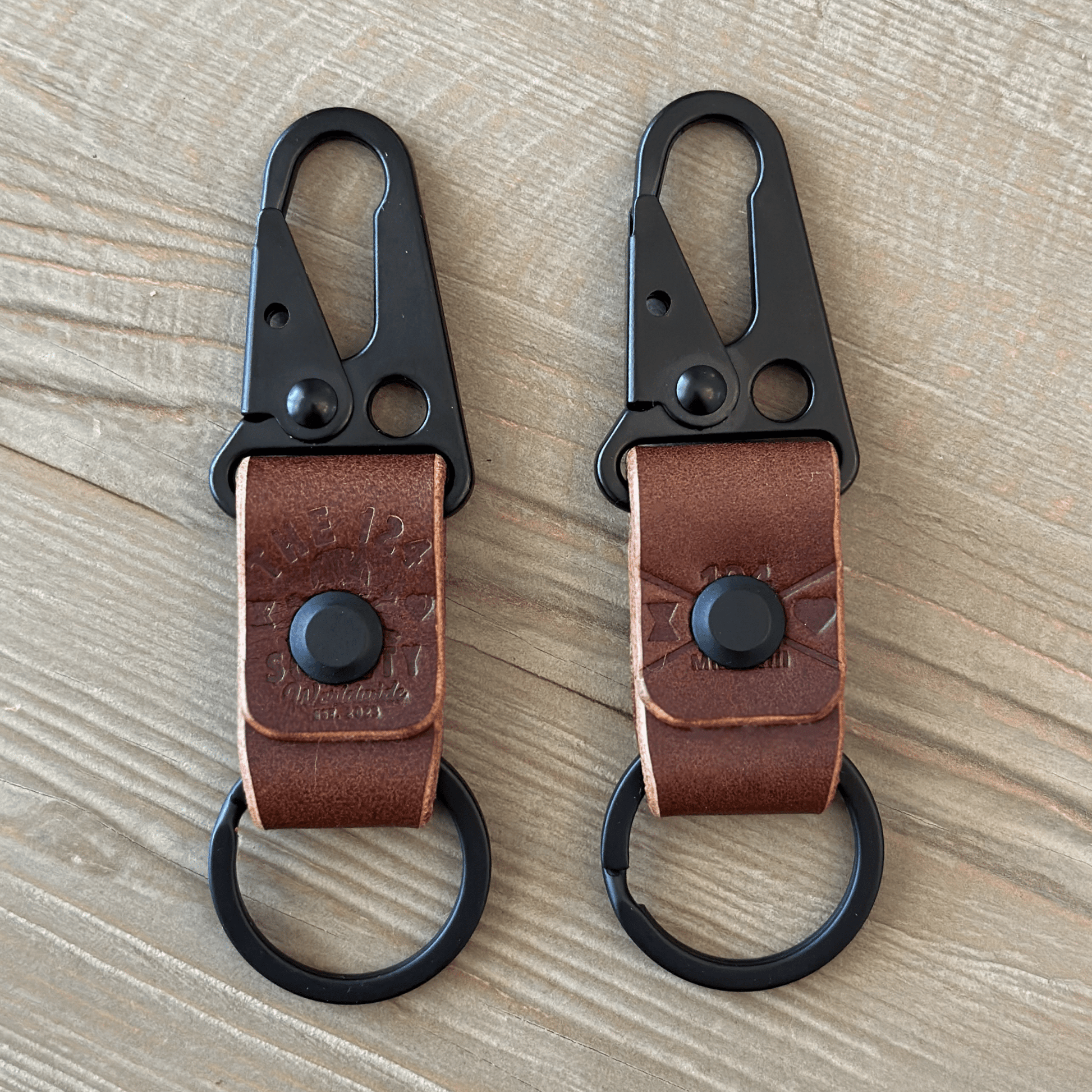 The Key Holder: Brown Handmade Walpier Premium Leather Keychain Clip With Heavy Duty Black Hardware - The 124 Society