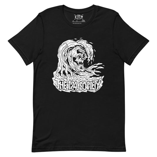 Big Wave Surfing T-Shirt (White on Black) - The 124 Society