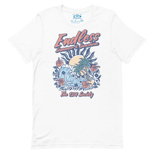 Endless Summer and Sunshine T-Shirt (Multi-Color on White) - The 124 Society