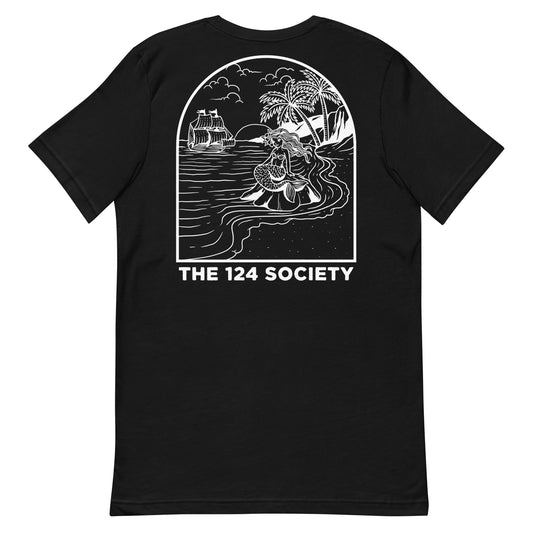 Fair Winds and Following Seas Mermaid T-Shirt (White on Black) - The 124 Society