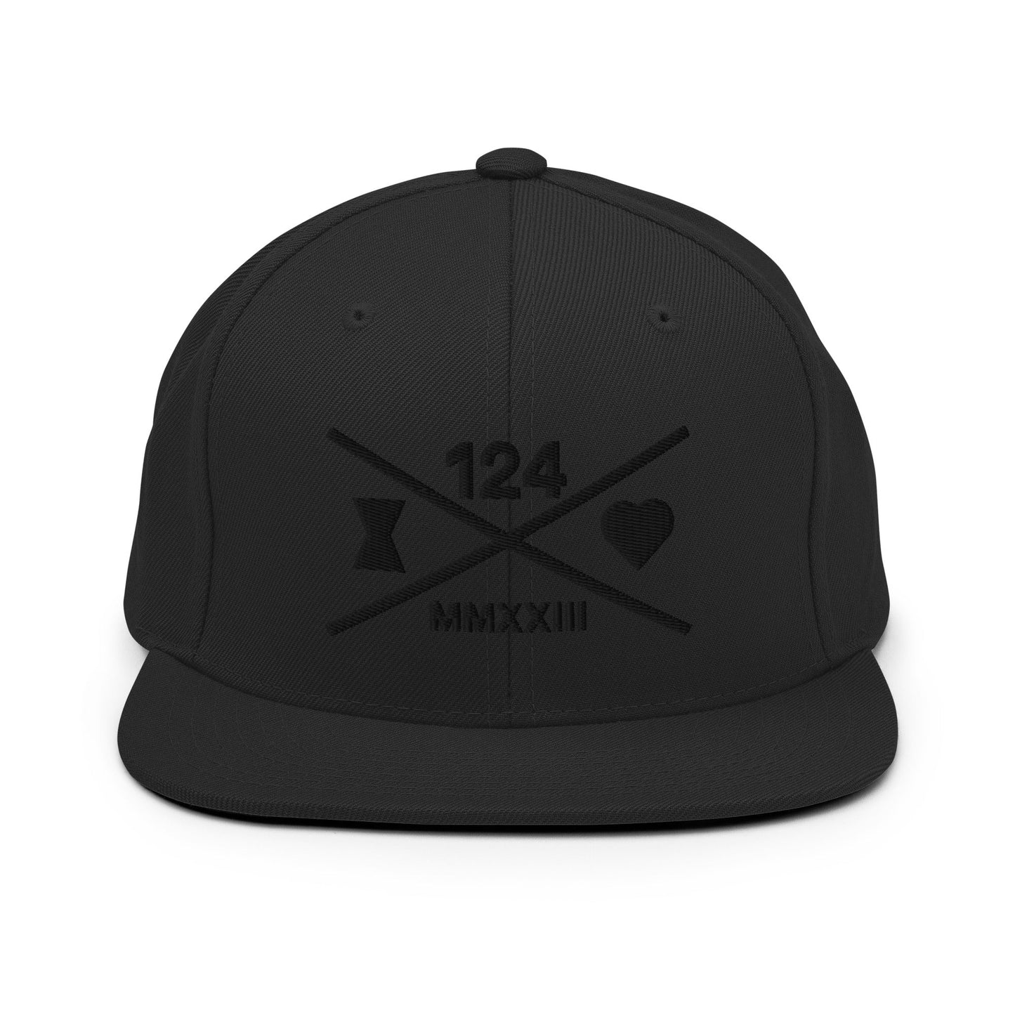 Logo Baseball Snapback Hat (Black On Black) - The 124 Society