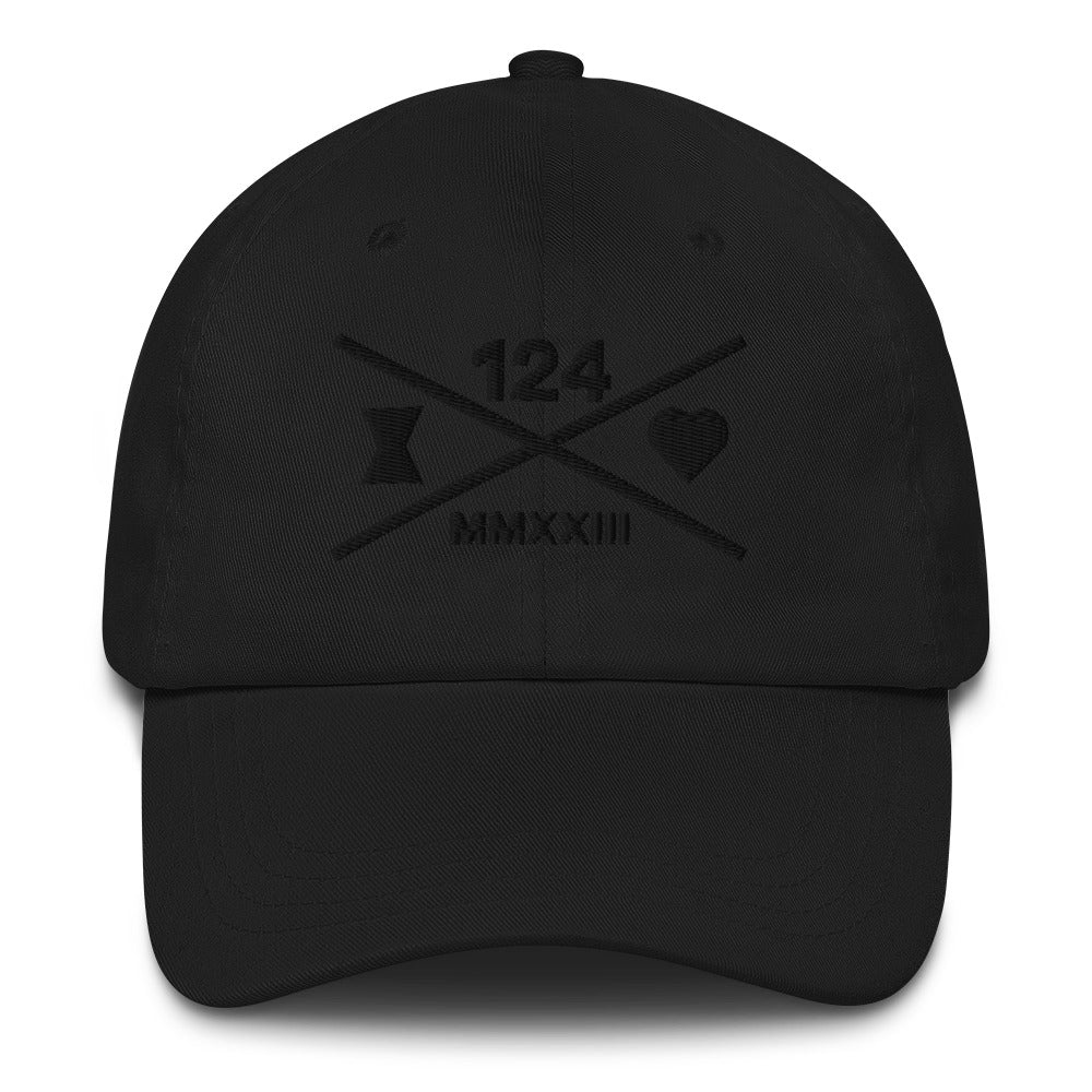 LOGO STRAPBACK HAT (BLACK ON BLACK) - THE 124 SOCIETY
