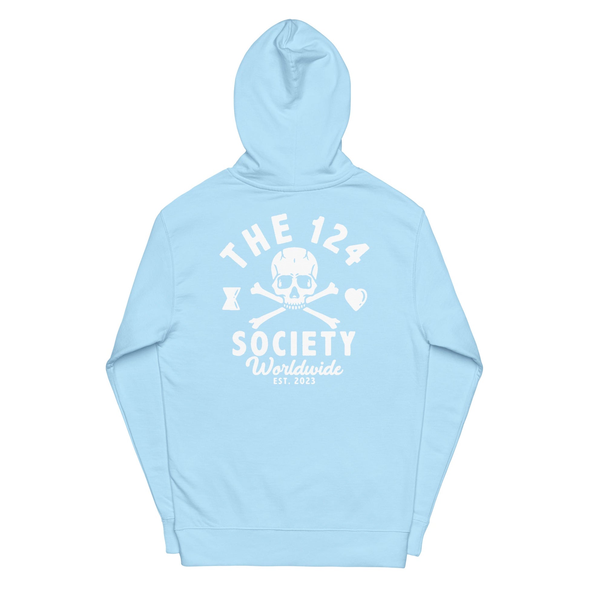 Skull and Crossbones Hoodie (White on Black) - The 124 Society