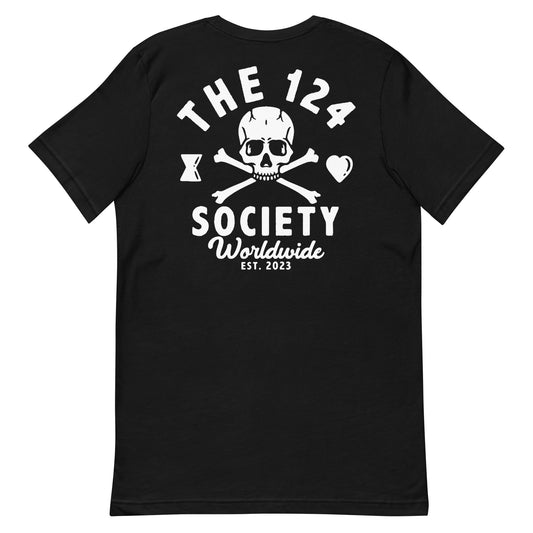 Skull and Crossbones T-Shirt (White on Black) - The 124 Society